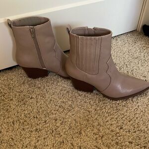 Tan booties, worn once